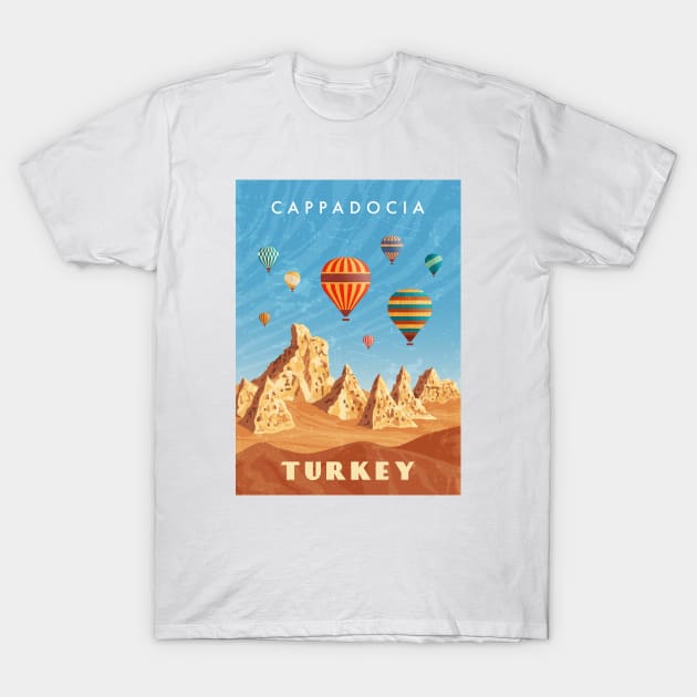 Turkey, Cappadocia - Retro travel minimalistic poster T-Shirt by GreekTavern